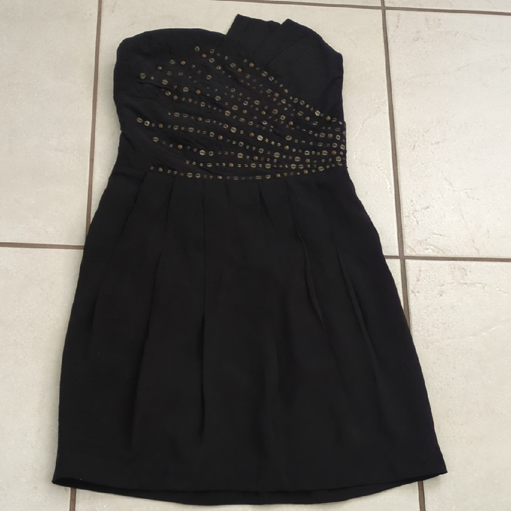Chic Black Strapless Dress with Embellishments